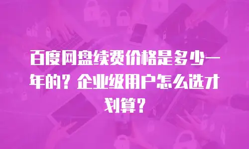 百度网盘续费价格是多少一年的？企业级用户怎么选才划算？