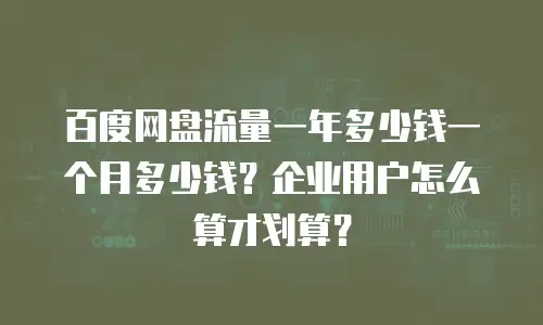 百度网盘流量一年多少钱一个月多少钱？企业用户怎么算才划算？