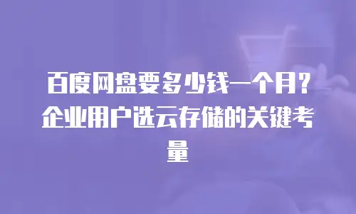 百度网盘要多少钱一个月？企业用户选云存储的关键考量