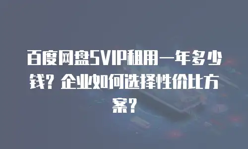 百度网盘SVIP租用一年多少钱？企业如何选择性价比方案？