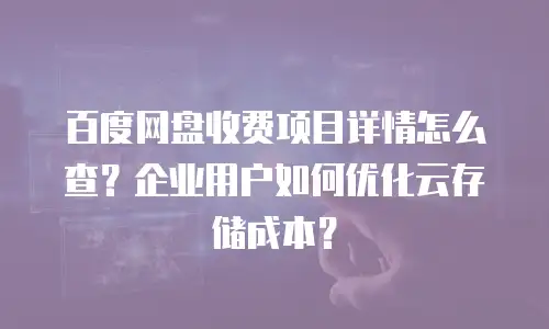 百度网盘收费项目详情怎么查？企业用户如何优化云存储成本？