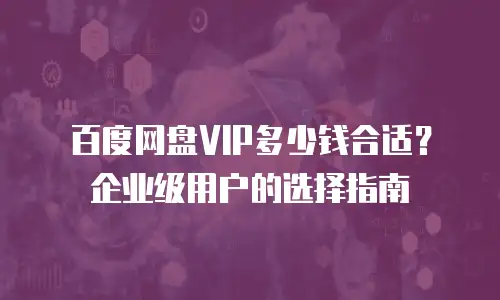 百度网盘VIP多少钱合适？企业级用户的选择指南