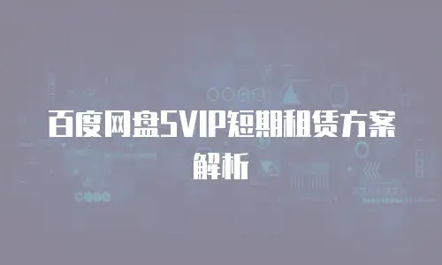 百度网盘SVIP短期租赁方案解析