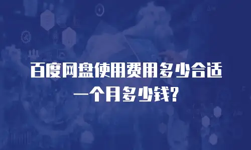 百度网盘使用费用多少合适一个月多少钱？