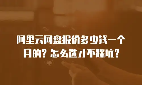 阿里云网盘报价多少钱一个月的？怎么选才不踩坑？