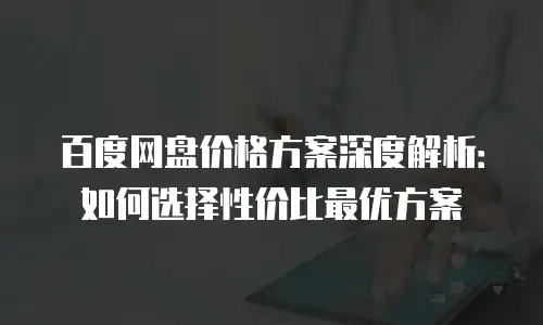 百度网盘价格方案深度解析：如何选择性价比最优方案