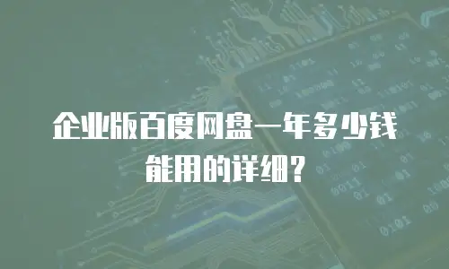 企业版百度网盘一年多少钱能用的详细？