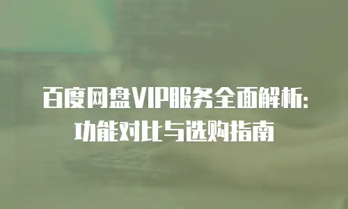 百度网盘VIP服务全面解析：功能对比与选购指南