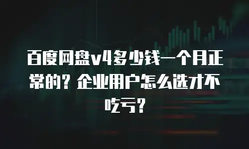 百度网盘v4多少钱一个月正常的？企业用户怎么选才不吃亏？