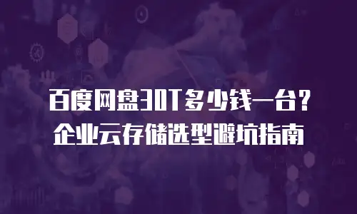 百度网盘30T多少钱一台？企业云存储选型避坑指南