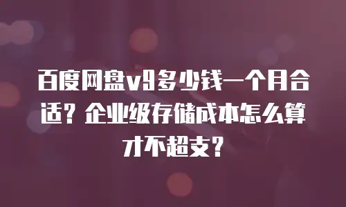 百度网盘v9多少钱一个月合适？企业级存储成本怎么算才不超支？