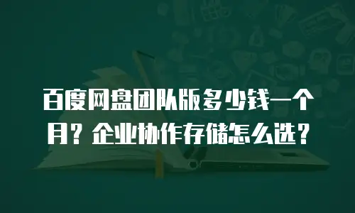 百度网盘团队版多少钱一个月？企业协作存储怎么选？