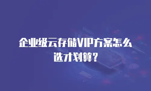 企业级云存储VIP方案怎么选才划算？