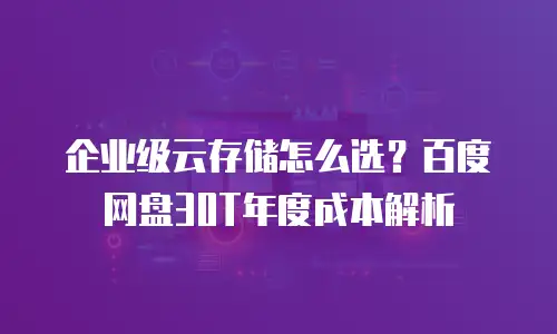 企业级云存储怎么选？百度网盘30T年度成本解析