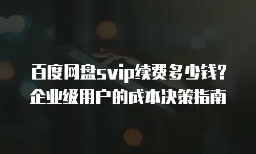 百度网盘svip续费多少钱？企业级用户的成本决策指南