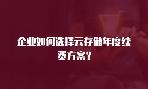 企业如何选择云存储年度续费方案？