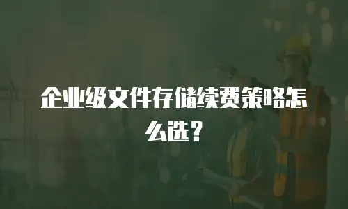 企业级文件存储续费策略怎么选？