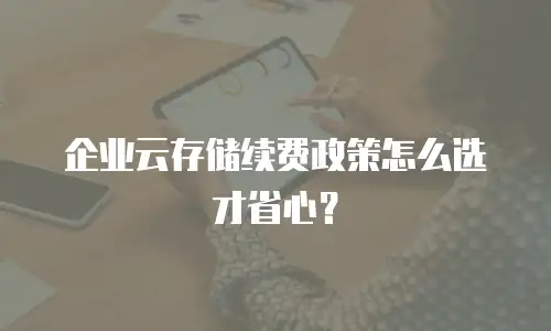 企业云存储续费政策怎么选才省心？