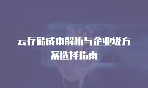 云存储成本解析与企业级方案选择指南