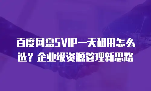 百度网盘SVIP一天租用怎么选？企业级资源管理新思路