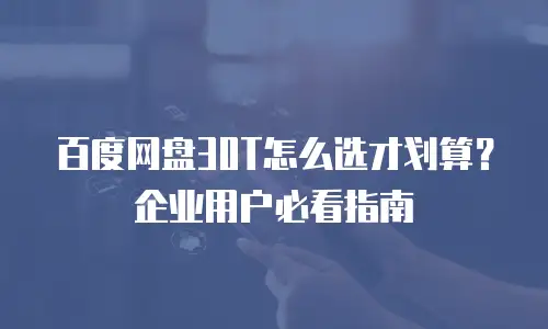 百度网盘30T怎么选才划算？企业用户必看指南