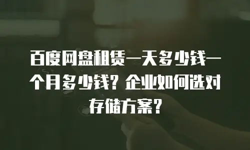 百度网盘租赁一天多少钱一个月多少钱？企业如何选对存储方案？