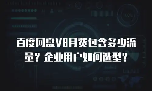 百度网盘V8月费包含多少流量？企业用户如何选型？