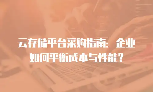 云存储平台采购指南：企业如何平衡成本与性能？