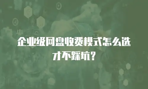 企业级网盘收费模式怎么选才不踩坑？