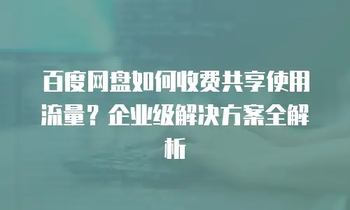 百度网盘如何收费共享使用流量？企业级解决方案全解析
